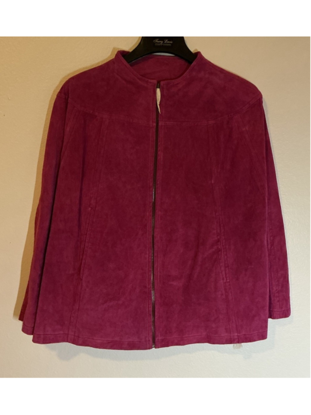 NWT Terry Lewis Suede Jacket 2X Plus Fuchsia Magenta Pink Side Zip Vent Slit.